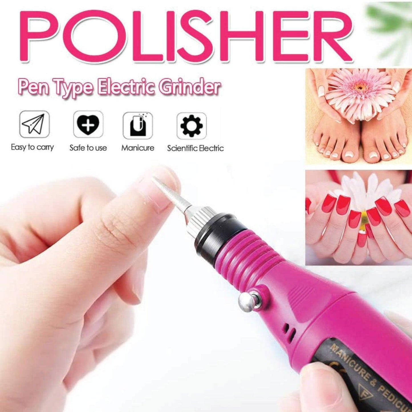 Electric Nail Drill Machine Kit – Corded Nail File 20000RPM with 6 Bits for Shaping, Polishing and Grooming – Professional Manicure Pedicure Tool for Acrylic, Gel and Natural Nails