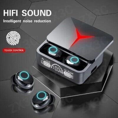 M90 Pro TWS Wireless Earbuds – Bluetooth 5.3, LED Light, Gaming Earphones with Power Bank Case
