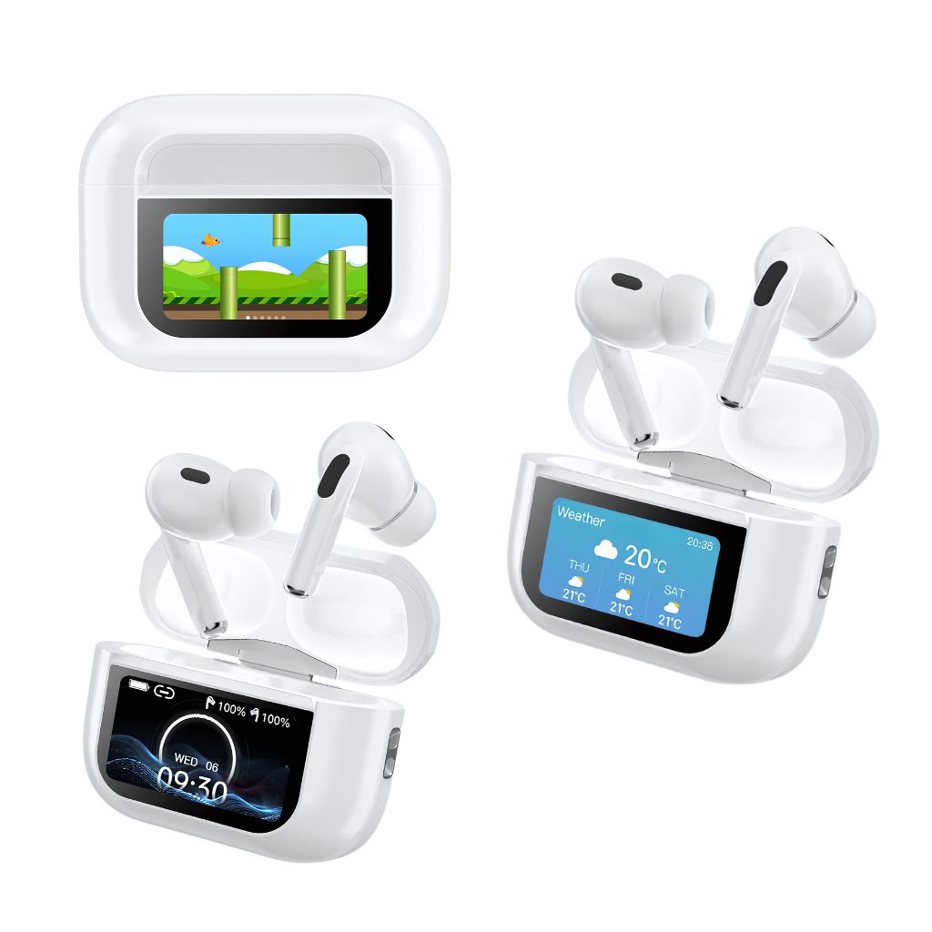 AirPods Pro X – Smart Digital Display | Adaptive ANC & Transparency | Touch Control & Gaming Mode